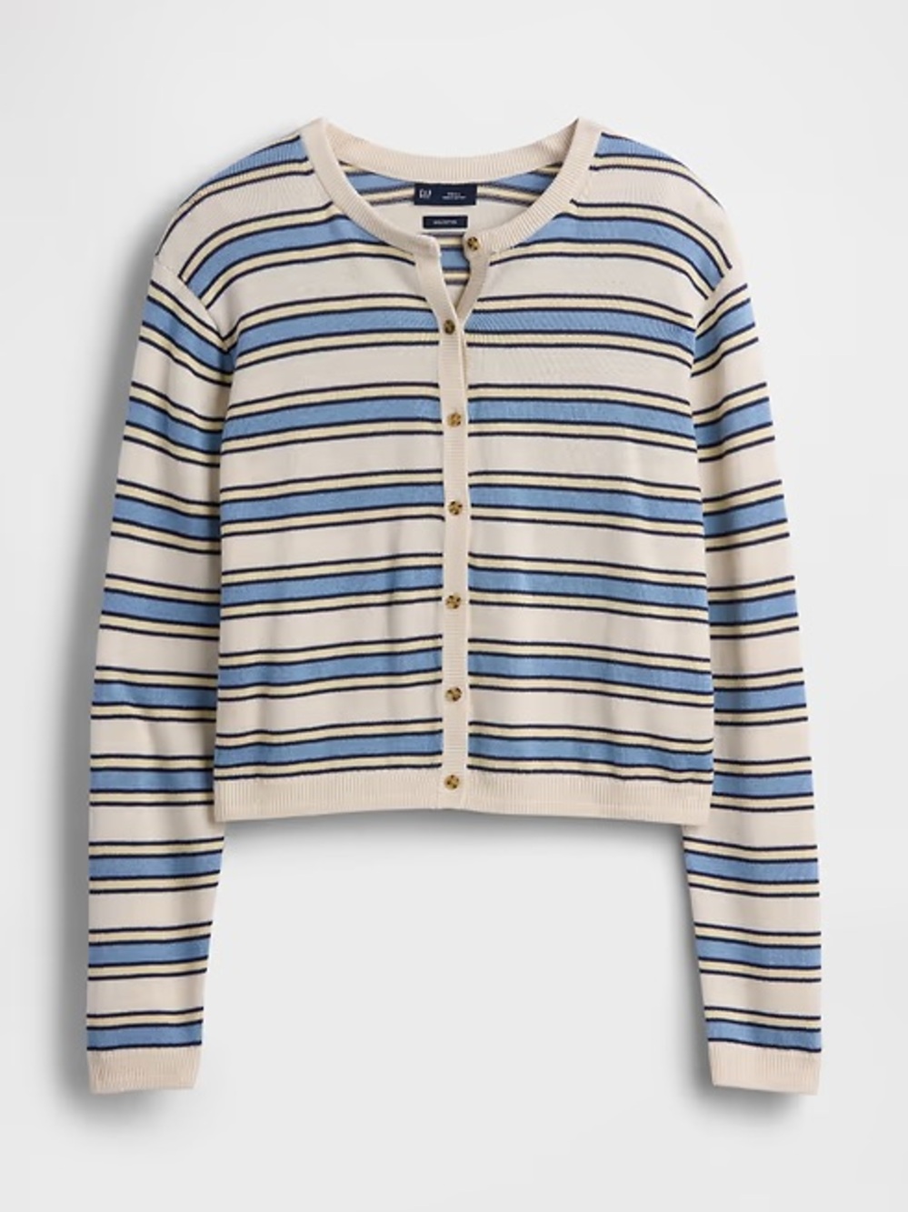 NWT Gap Women's Relaxed Cotton Cardigan Sweater in Blue & Off White Stripe